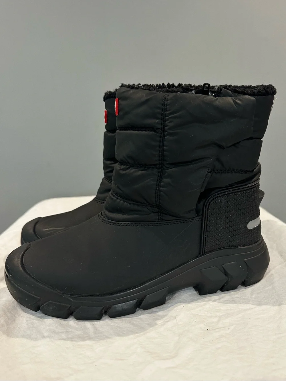 Hunter Kids Black Winter Snow Boots with Fleece Cuff